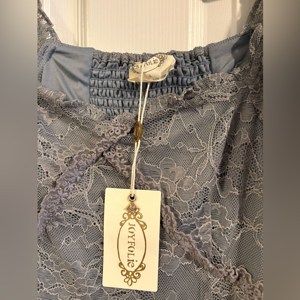 NEW Joyfolie Lace Midi Dress in Dusty Blue Gray Womens size Small - Picture 2 of 9